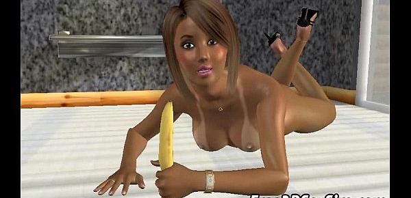  Two tasty 3D cartoon babes sharing a studs hard cock